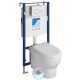 Aqualine Absolut Rimless fali WC csésze, beépíthető tartállyal, nyomógombbal és Soft Close ülőkével 10AB02002-SET5