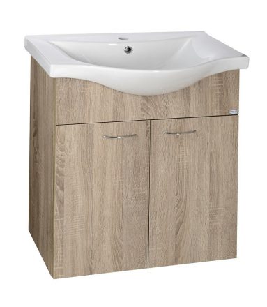 Aqualine Keramia Fresh fali mosdószekrény 60,6x74x34 platina tölgy 50065