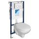Aqualine Taurus fali WC, beépíthető tartállyal, nyomólappal, Soft Close ülőkével, fehér LC1582-SET5