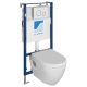 Aqualine Nera fali WC, beépíthető tartállyal, Soft Close ülőkével és nyomólappal, fehér NS952-SET5