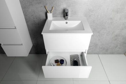 Aqualine Paneda két fiókos mosdótartó szekrény 74,5x55x45,2cm, fehér PN275