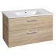 Aqualine Vega 2 fiókos mosdótartó szekrény 97x60x43,6 cm, platina tölgy VG903