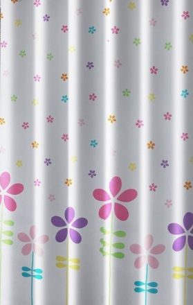 Aqualine textil zuhanyfüggöny 180x180 cm, fehér mintával ZV025