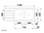 Blanco Dinas 8S két medencés fényezett rozsdamenetes acél mosogató 116x50 cm 523376