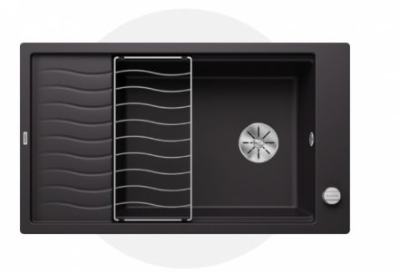 Blanco Elon XL 8 gránit mosogató csapegtetővel 86x50 cm és kiegészítőkkel, fekete 525885