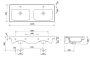 Cersanit Crea dupla medencés ROCKLITE kerámia mosdó 120,5x45,5 cm két csaplyukkal, fehér K673-006