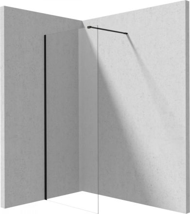 Deante Prizma fix Walk-in zuhanyfal 90x195 átlátszó üveggel, matt fekete profilszín KTJ_N39P