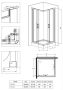 Deante Funkia szögletes zuhanykabin 90 cm, matt fekete KYC N41K
