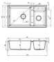 Deante Eridan 2 medencés szögletes gránit mosogató 88x50 cm, antracit metál ZQE T20B