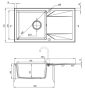 Deante Evora 1 medencés szögletes gránit mosogató csepegtetővel 78x44 cm, matt fekete ZQJ N113