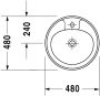 Duravit Manua felülről beépíthető kerámia mosdó 48x48 cm fehér 5220480000