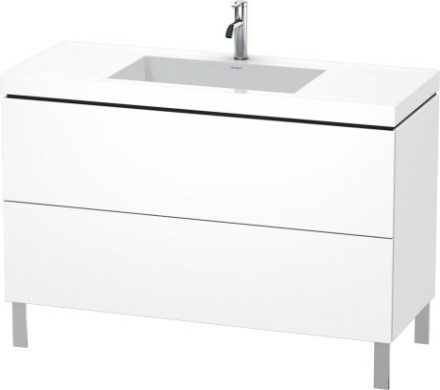 Duravit L-Cube c-bonded alsószekrény kerámia mosdóval 120x48 csapfurattal, matt fehér LC6939O1818