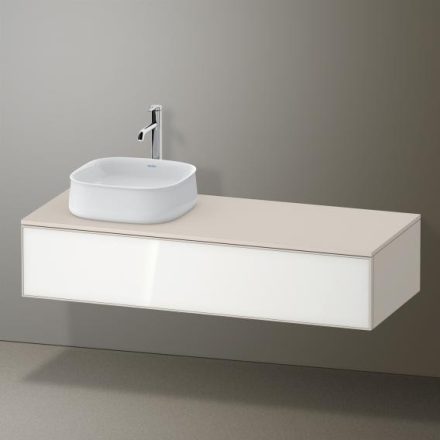 Duravit Zencha balos alsószekrény 130, dió fiókrendezővel, fehér üveg/matt taupe ZE4812L64830E00