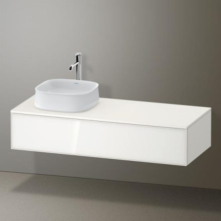 Duravit Zencha balos alsószekrény 130, dió fiókrendezővel, fehér üveg/matt fehér ZE4812L64840E00