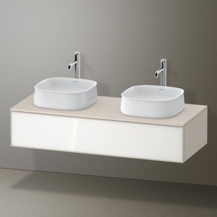 Duravit Zencha fiókos alsószekrény 130, dió fiókrendezővel, fehér üveg/matt taupe ZE4813B64830E00