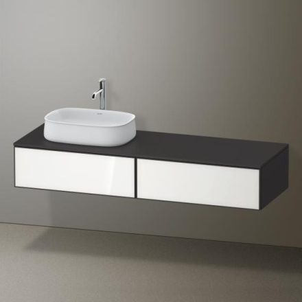 Duravit Zencha balos alsószekrény 160, tölgy fiókrendezők, fehér üveg/matt grafit ZE4814L64800L00