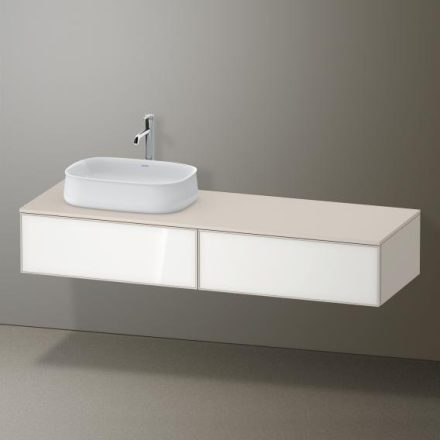 Duravit Zencha balos alsószekrény 160, tölgy fiókrendezővel, fehér üveg/matt taupe ZE4814L64830J00