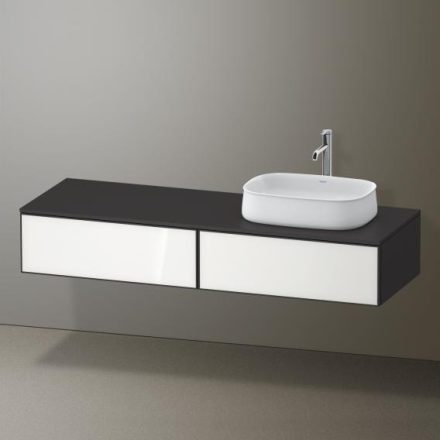 Duravit Zencha jobbos alsószekrény 160, tölgy fiókrendezővel, fehér üveg/matt grafit ZE4814R64800J00