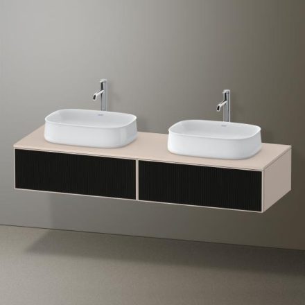 Duravit Zencha fiókos alsószekrény 160, dió fiókrendezővel, strukturált fekete/matt taupe ZE4815B63830F00