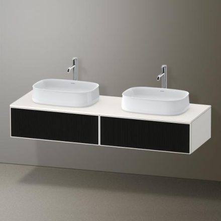 Duravit Zencha fiókos alsószekrény 160, dió fiókrendezővel, strukturált fekete/matt fehér ZE4815B63840G00