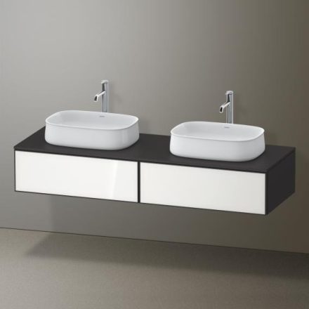 Duravit Zencha fiókos alsószekrény 160, dió fiókrendezővel, fehér üveg/matt grafit ZE4815B64800F00