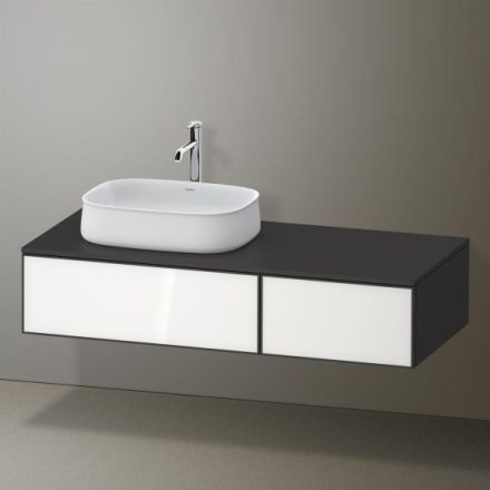 Duravit Zencha balos alsószekrény 130, tölgy fiókrendezővel, fehér üveg/matt grafit ZE4816064800J00