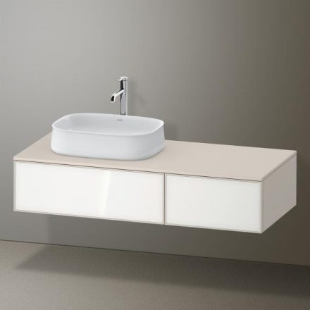 Duravit Zencha balos alsószekrény 130, dió fiókrendezővel, fehér üveg/matt taupe ZE4816064830F00