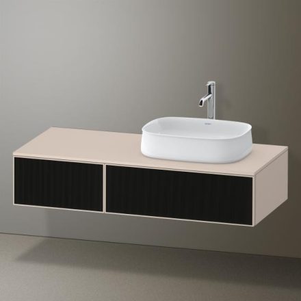 Duravit Zencha jobbos alsószekrény 130, dió fiókrendezővel, strukturált fekete/matt taupe ZE4817063830G00