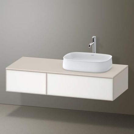 Duravit Zencha jobbos alsószekrény 130, tölgy fiókrendezővel, fehér üveg/matt taupe ZE4817064830K00