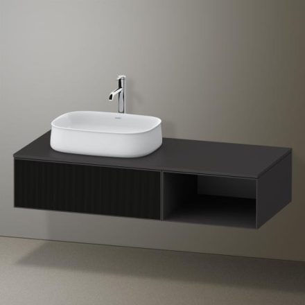 Duravit Zencha balos alsószekrény 130, fiókrendező nélkül, strukturált fekete/matt grafit ZE4818063800000