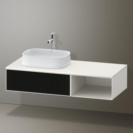 Duravit Zencha balos alsószekrény 130, tölgy fiókrendezővel, strukturált fekete/matt fehér ZE4818063840J00