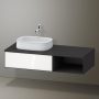 Duravit Zencha balos alsószekrény 130, dió fiókrendezővel, fehér üveg/matt grafit ZE4818064800F00