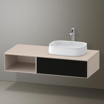 Duravit Zencha jobbos alsószekrény 130, tölgy fiókrendezővel, strukturált fekete/matt taupe ZE4819063830K00