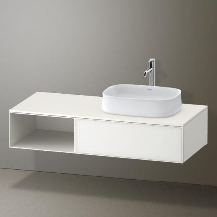 Duravit Zencha jobbos alsószekrény 130, tölgy fiókrendezővel, fehér üveg/matt fehér ZE4819064840K00