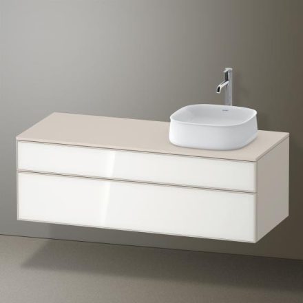 Duravit Zencha jobbos alsószekrény 130, fiókrendező nélkül, fehér üveg/matt taupe ZE4822R64830000