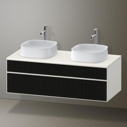 Duravit Zencha alsószekrény 130, tölgy fiókrendezővel, strukturált fekete/matt fehér ZE4823B63840I00