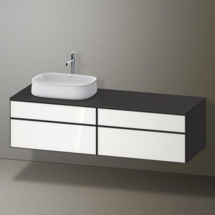 Duravit Zencha balos alsószekrény 160, tölgy fiókrendezővel, fehér üveg/matt grafit ZE4824L64800J00