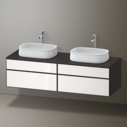 Duravit Zencha fiókos alsószekrény 160, tölgy fiókrendezővel, fehér üveg/matt grafit ZE4825B64800J00