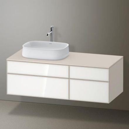 Duravit Zencha balos alsószekrény 130, dió fiókrendezővel, fehér üveg/matt taupe ZE4826064830F00