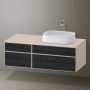 Duravit Zencha jobbos alsószekrény 130, dió fiókrendezővel, fekete tölgy/matt taupe ZE4827016830G00