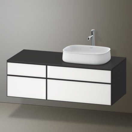 Duravit Zencha jobbos alsószekrény 130, fiókrendező nélkül, fehér üveg/matt grafit ZE4827064800000