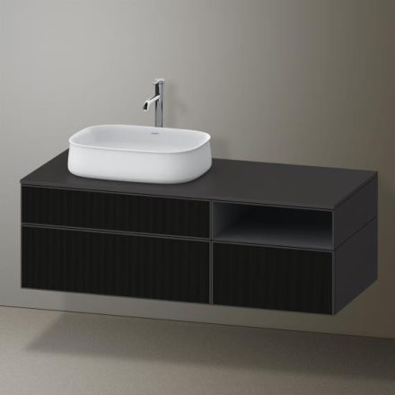 Duravit Zencha balos alsószekrény 130, tölgy fiókrendezővel, strukturált fekete/matt grafit ZE4828063800J00