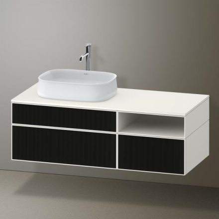 Duravit Zencha balos alsószekrény 130, dió fiókrendezővel, strukturált fekete/matt fehér ZE4828063840F00