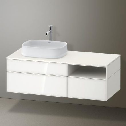 Duravit Zencha balos alsószekrény 130, dió fiókrendezővel, fehér üveg/matt fehér ZE4828064840F00