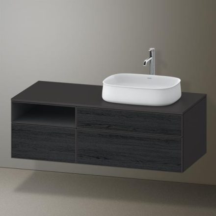 Duravit Zencha jobbos alsószekrény 130, fiókrendező nélkül, fekete tölgy/matt grafit ZE4829016800000