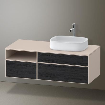 Duravit Zencha jobbos alsószekrény 130, fiókrendező nélkül, fekete tölgy/matt taupe ZE4829016830000