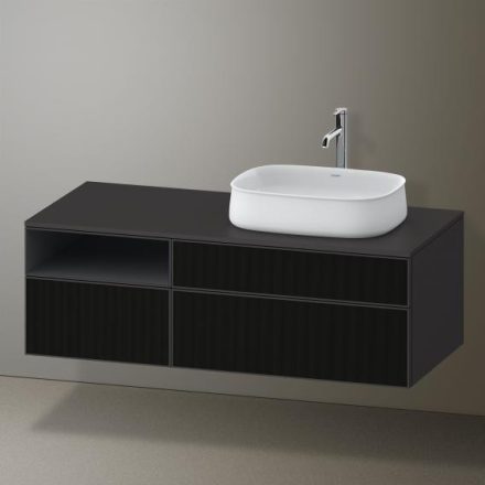 Duravit Zencha jobbos alsószekrény 130, dió fiókrendezővel, strukturált fekete/matt grafit ZE4829063800G00