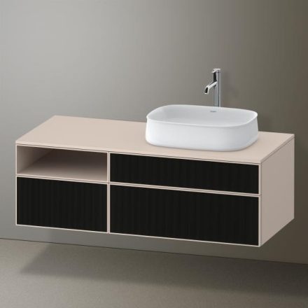 Duravit Zencha jobbos alsószekrény 130, dió fiókrendezővel, strukturált fekete/matt taupe ZE4829063830G00