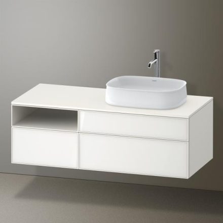 Duravit Zencha jobbos alsószekrény 130, dió fiókrendezővel, fehér üveg/matt fehér ZE4829064840G00