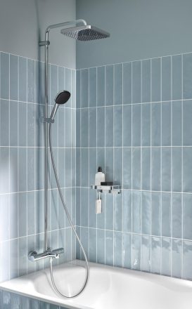 Grohe QuickFix Vitalio Comfort 250 termosztátos fali zuhanyrendszer kádtöltővel, króm 26984001